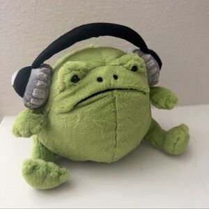 Authentic NWT Jellycat Ricky Rain Frog with Headphones Retired Rare LAST ONE